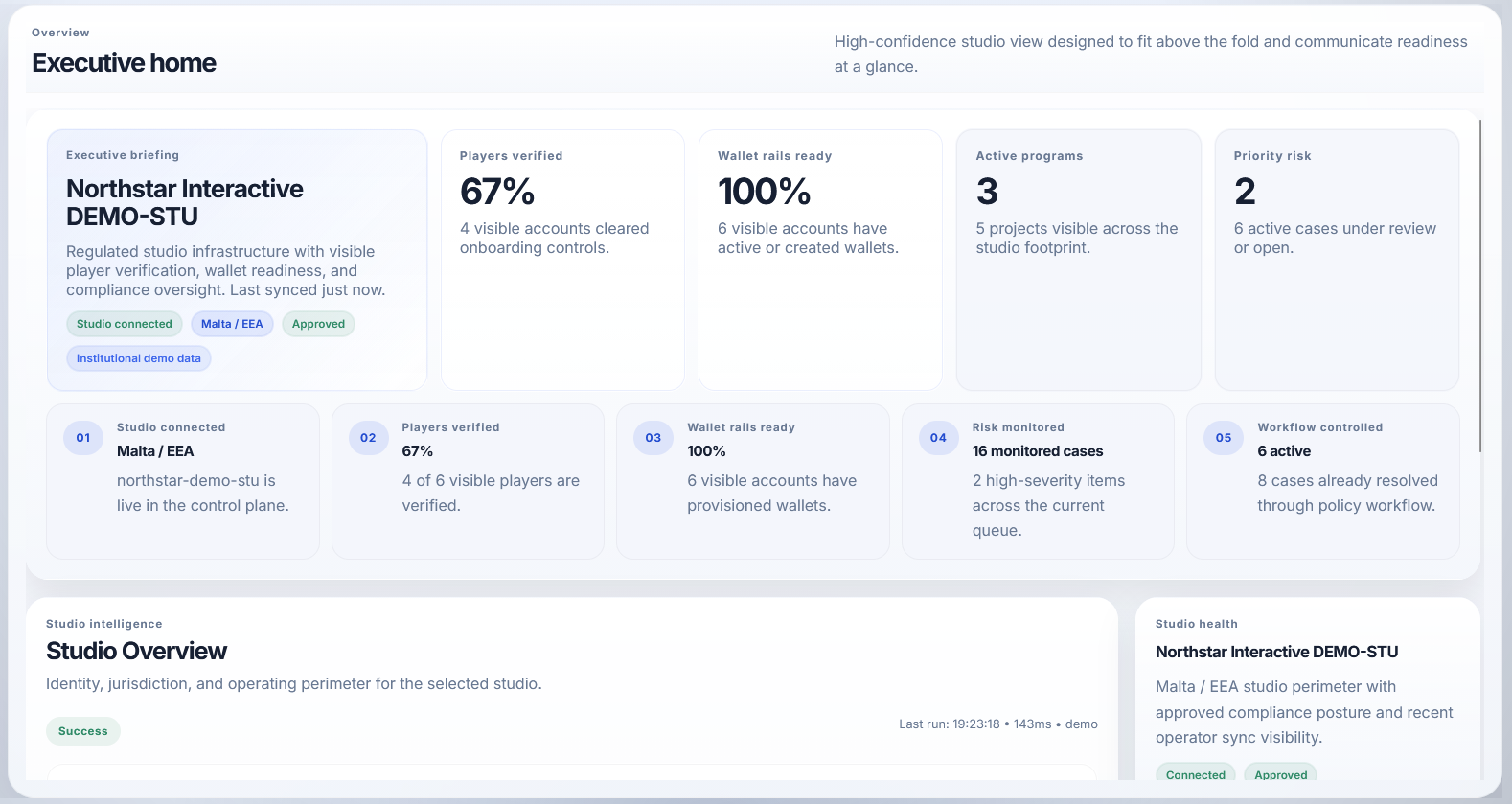 Genesis Engine developer dashboard